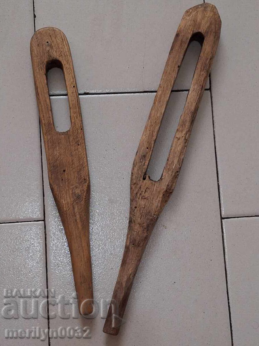 Bătător vechi de covoare din lemn 2 bucăți bâte din lemn bâtă obiecte din lemn - 6