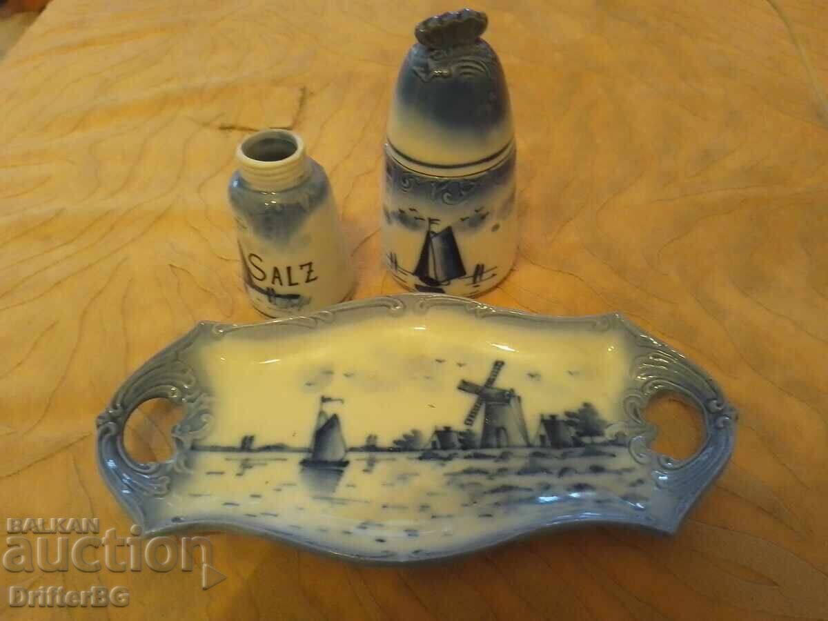 Винтидж порцеланов комплект за подправки Delft Blue (Делфт)