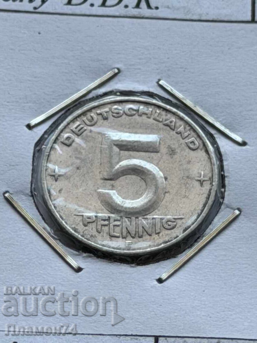 5 пфенинга 1952 Германия