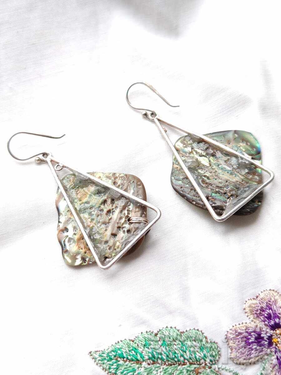 Сребърни Авторски Обеци с Абалон (Мида Пауа) и Мъниста с цена € 57.00 | 111.48 лв.