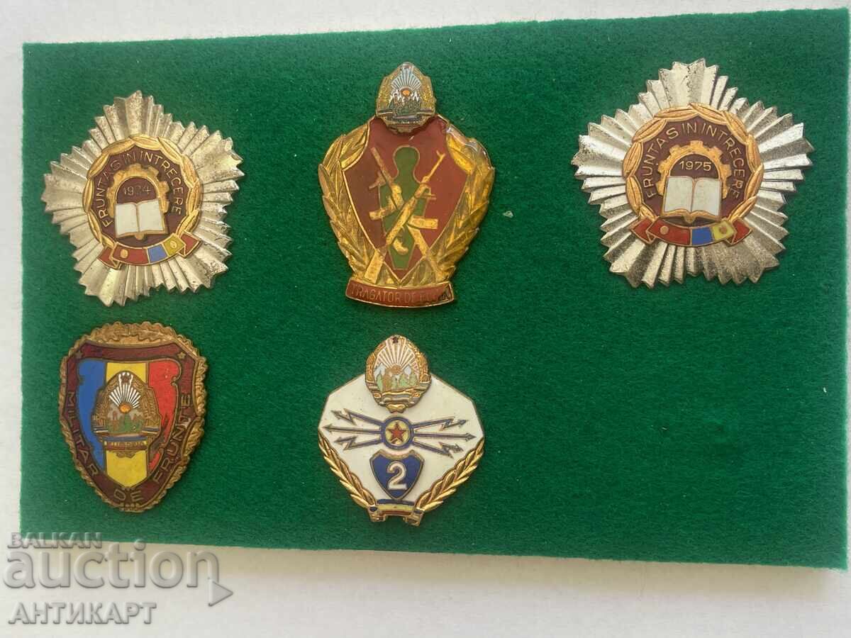 Румъния комунизъм 5 броя знаци значки ордени