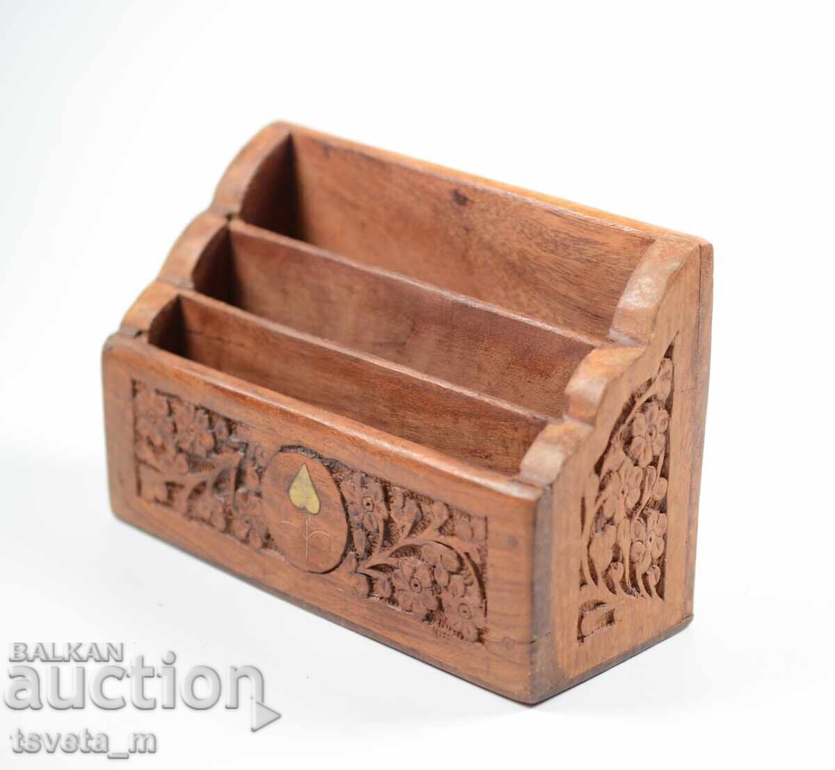Vintage handmade wooden letter and mail organizer
