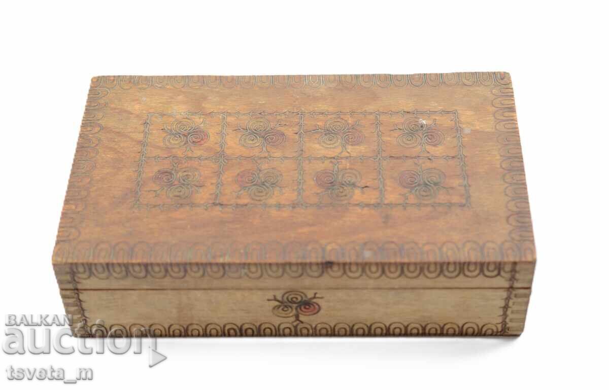 Auction  Wooden box filled with military buttons