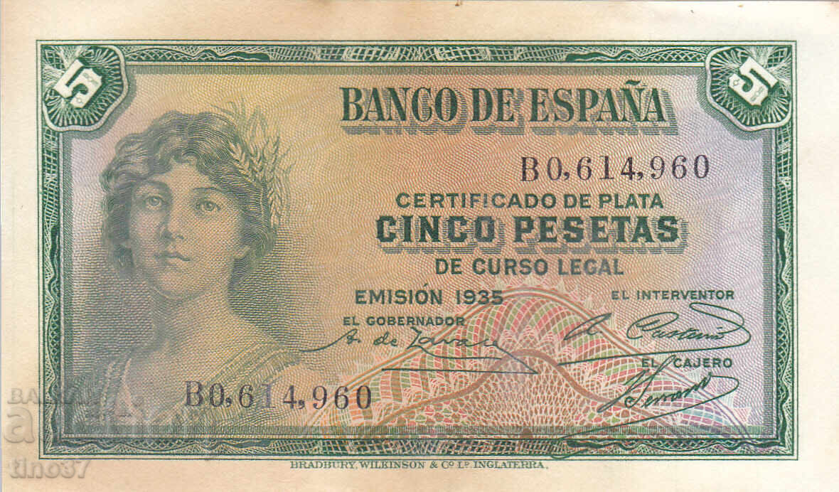 tino37- SPANIA - 5 PESETE - 1935 - XF cu preț € 3.40 | 6.65 BGN tino37- SPANIA - 5 PESETE - 1935 - XF cu preț € 3.40 | 6.65 BGN