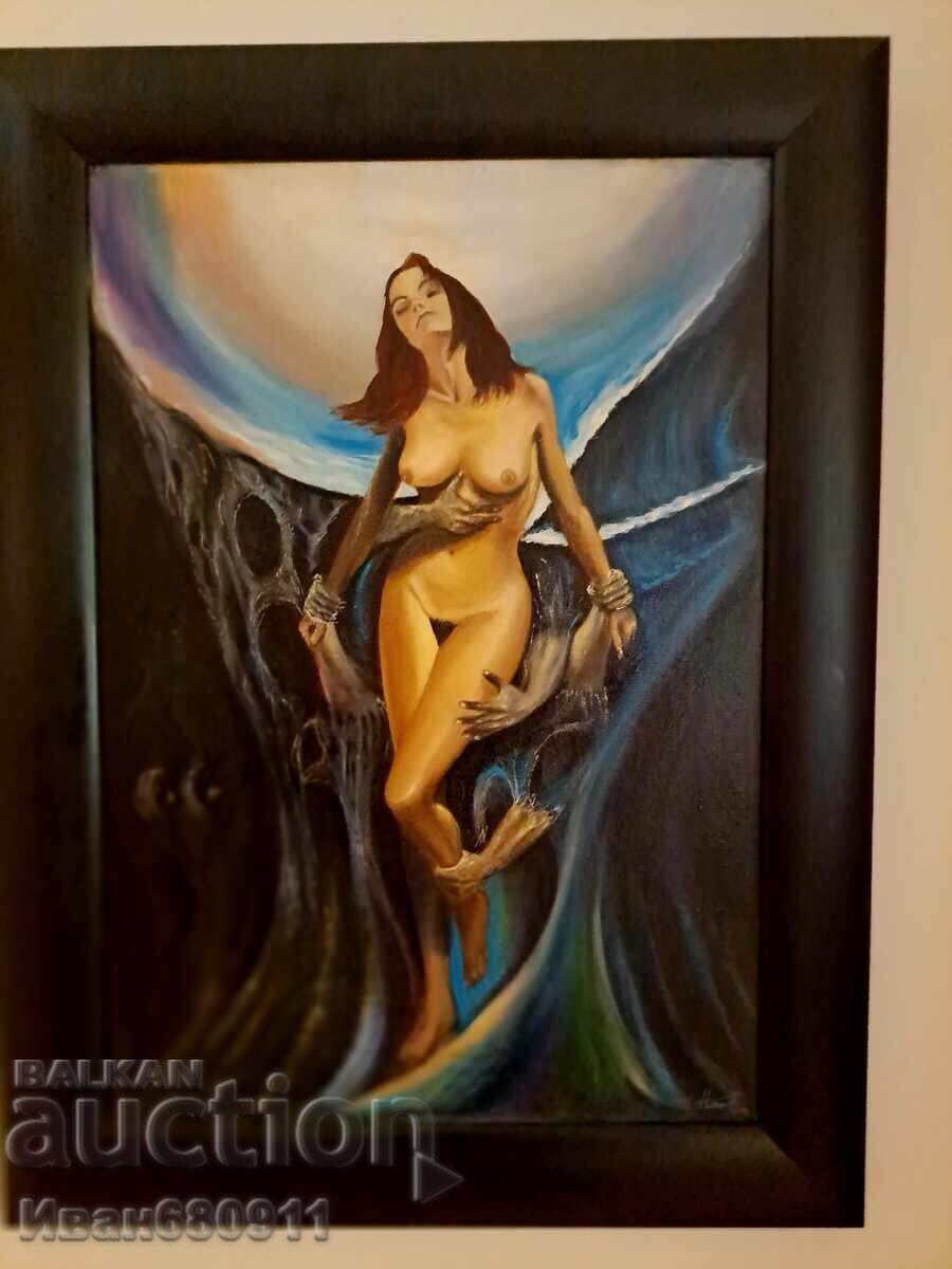 Auction  Framed oil painting dimensions 60/45 cm