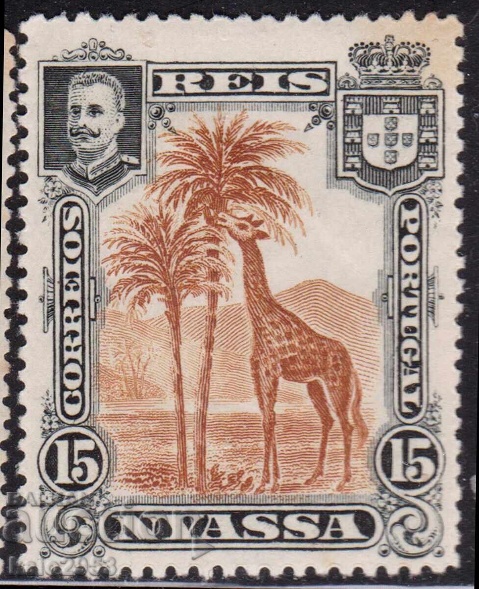 Companie port. Nyassa-1901-Girafă+monogramă Rege și stemă, MLH