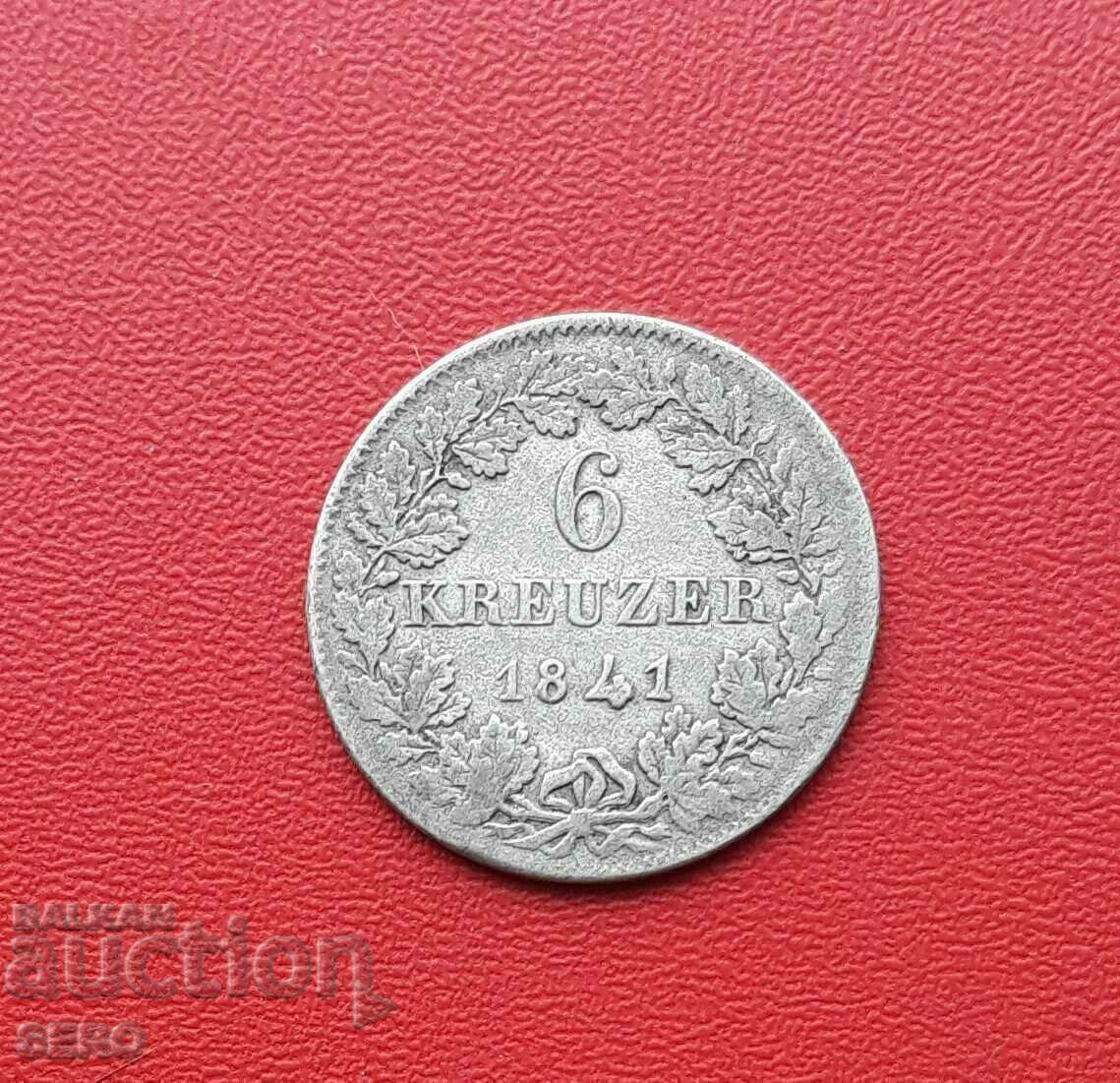 Germany-Nassau-6 Kreuzer 1841-rare and preserved