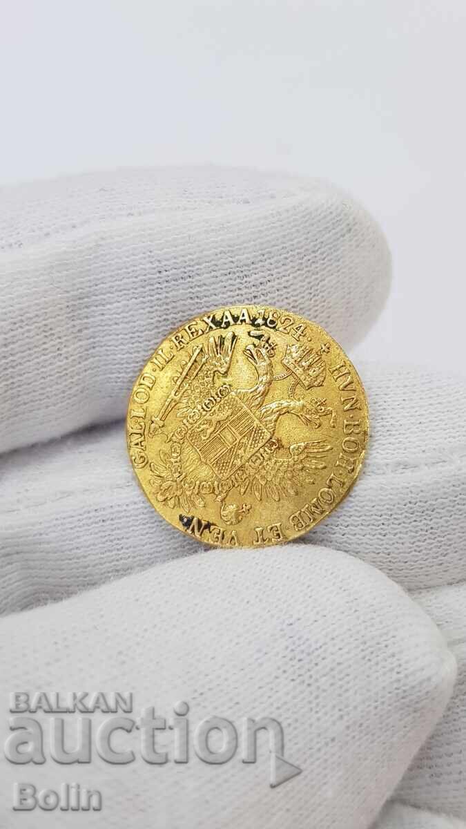 Auction  Rare Gold Coin, Ducat - 1824 "E" - Austria