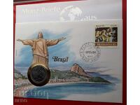 Brazil-50 Cruzeiros 1983 and postage stamp in a red envelope