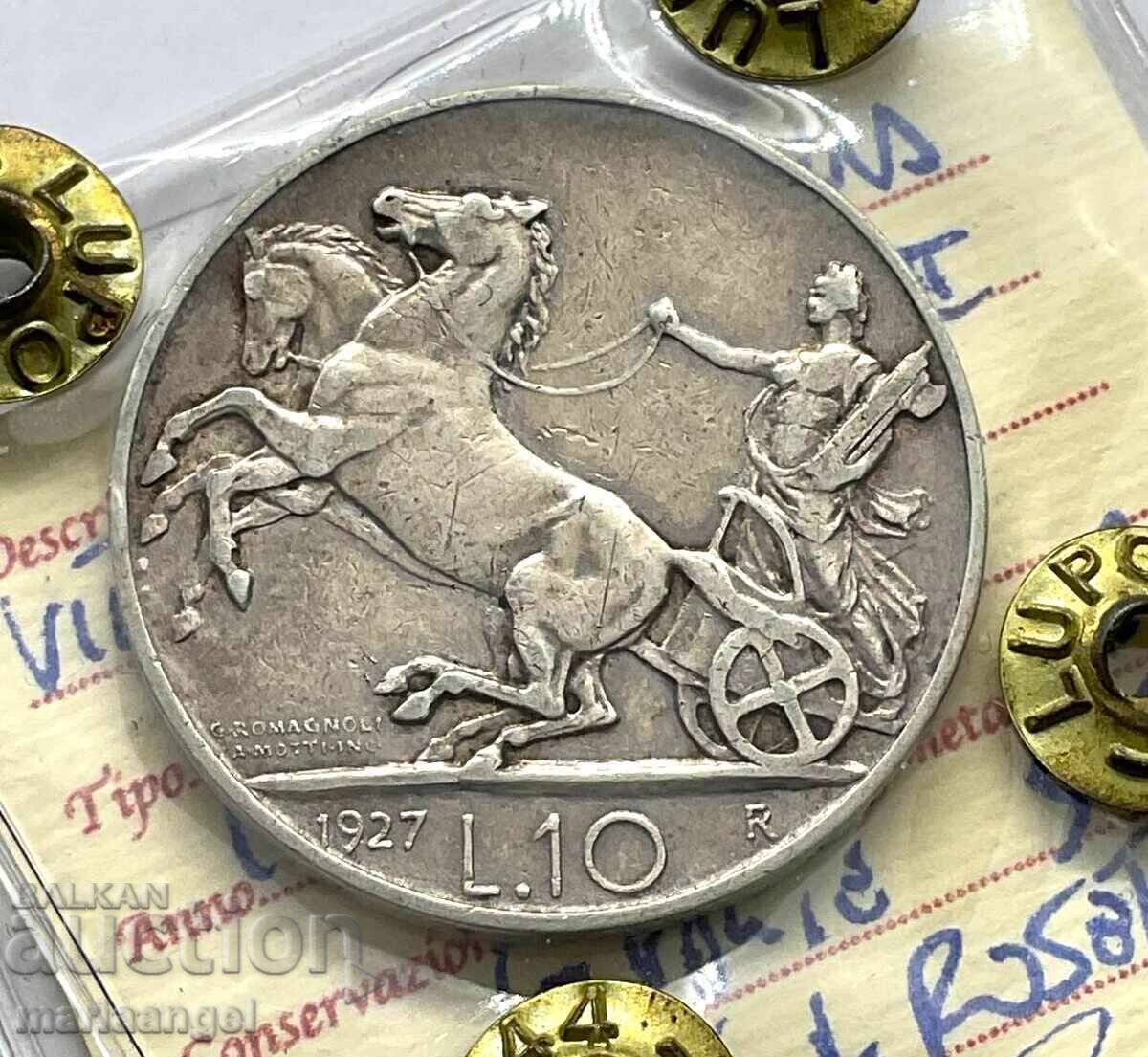 10 лири 1927 Италия сребро 10 лири 1927 Италия сребро