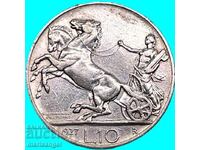 10 лири 1927 Италия 9,96г 835 проба сребро