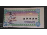 Bilet de loterie-Loteria de Stat-anul 1998. Partea I