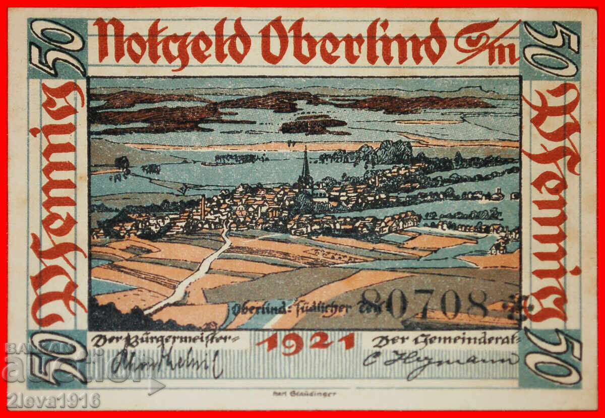 Ⰺ THURINGIA:GERMANY OBERLIND★50 PFENNIGS 1921 JUST PUBLISHED