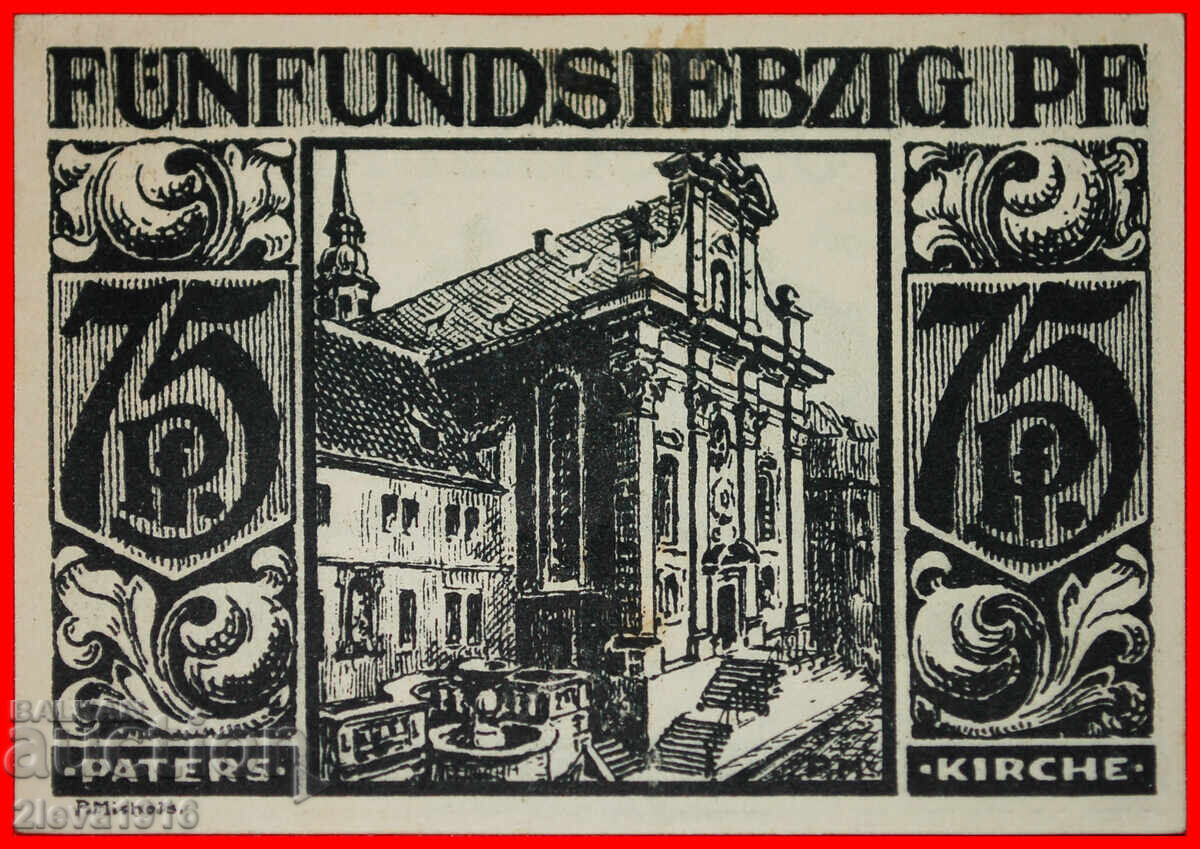 Ⰺ WESTPHALIA: GERMANY PADERBORN ★ 75 PFENNIGS 1921 UNC CRISP Ⰺ WESTPHALIA: GERMANY PADERBORN ★ 75 PFENNIGS 1921 UNC CRISP