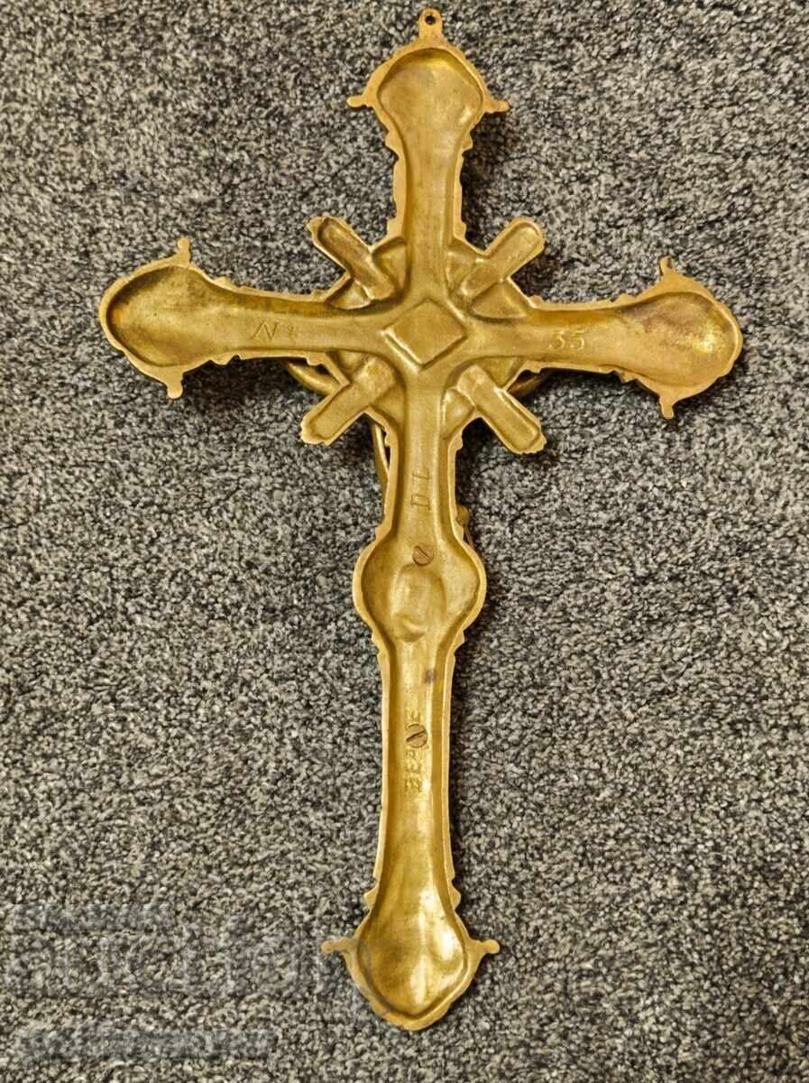Crucifix, cruce de perete, Creștinism, bronz, alamă - 6