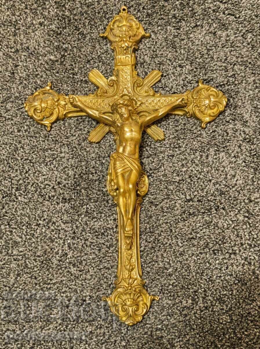 Crucifix, cruce de perete, Creștinism, bronz, alamă - 7