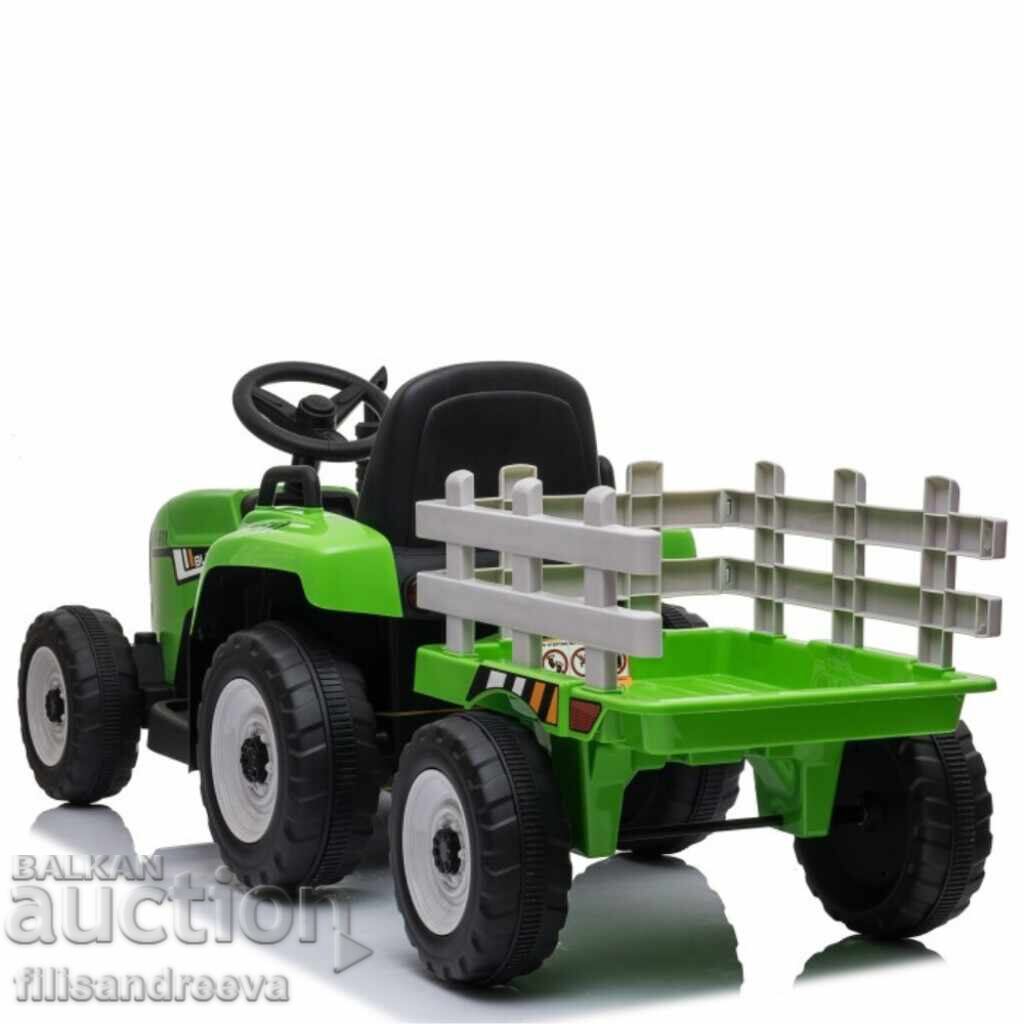 Tractor electric pentru copii cu remorcă 12V – 2x25W, MP3, Albastru - 5