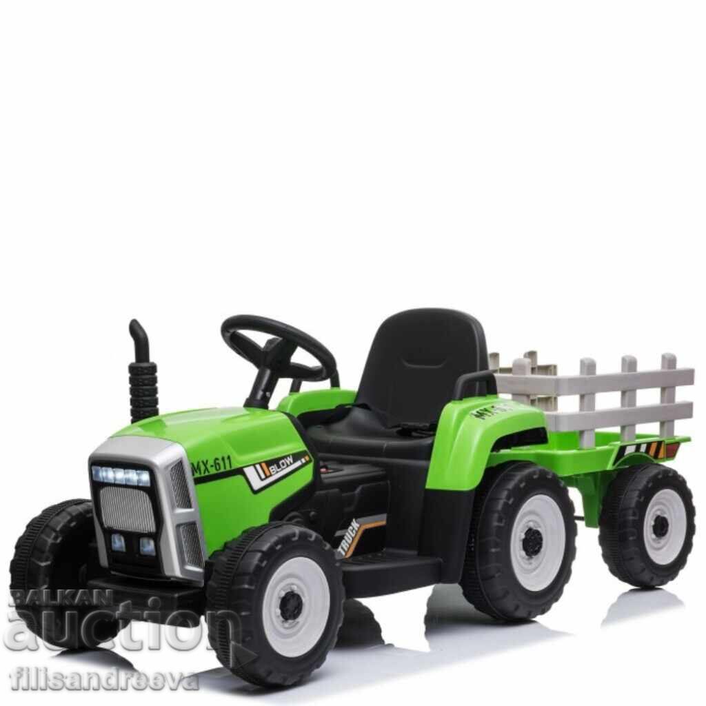 Tractor electric pentru copii cu remorcă 12V – 2x25W, MP3, Albastru - 6