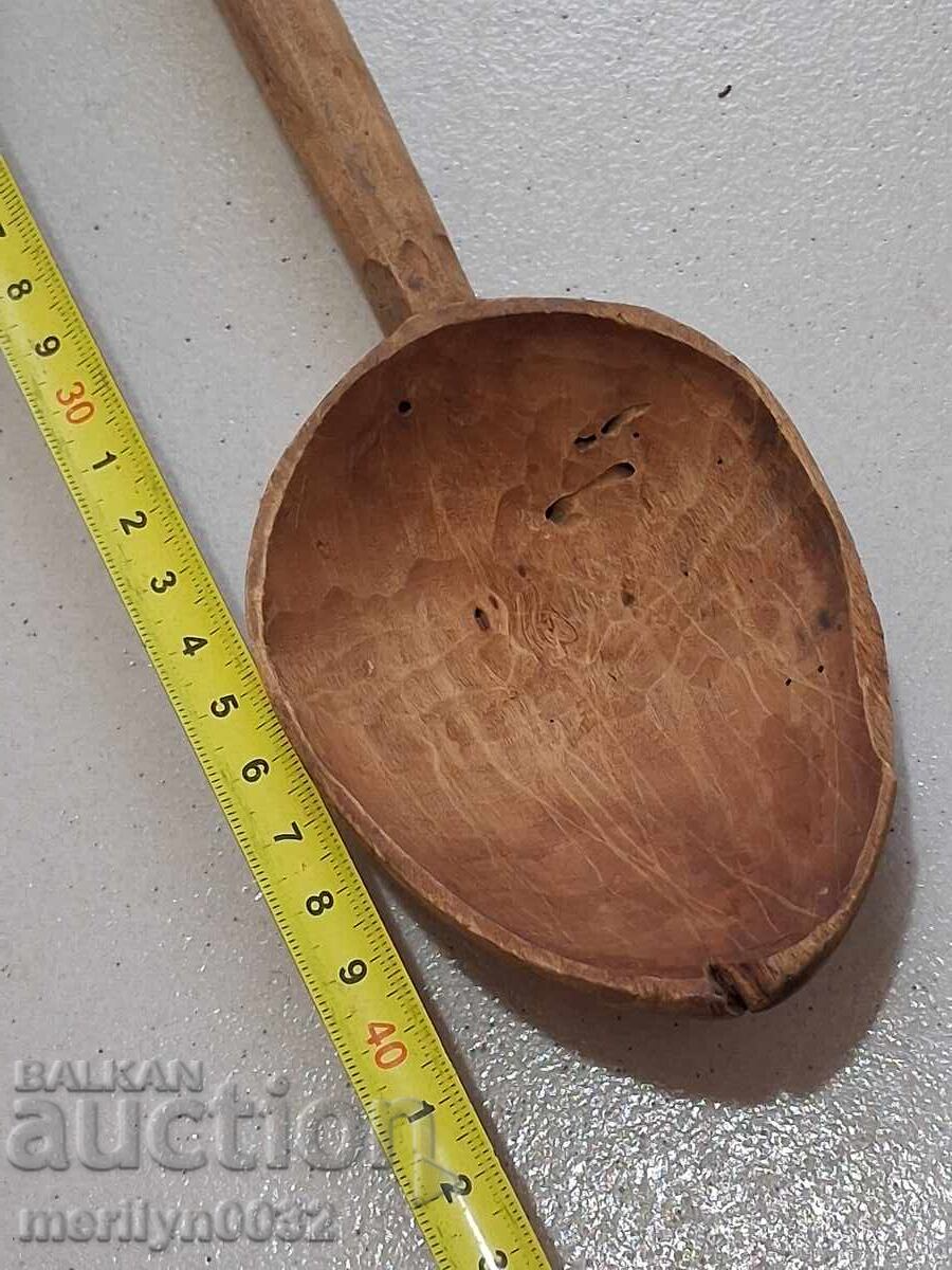 Very old wooden spoon, ladle, wooden - 6