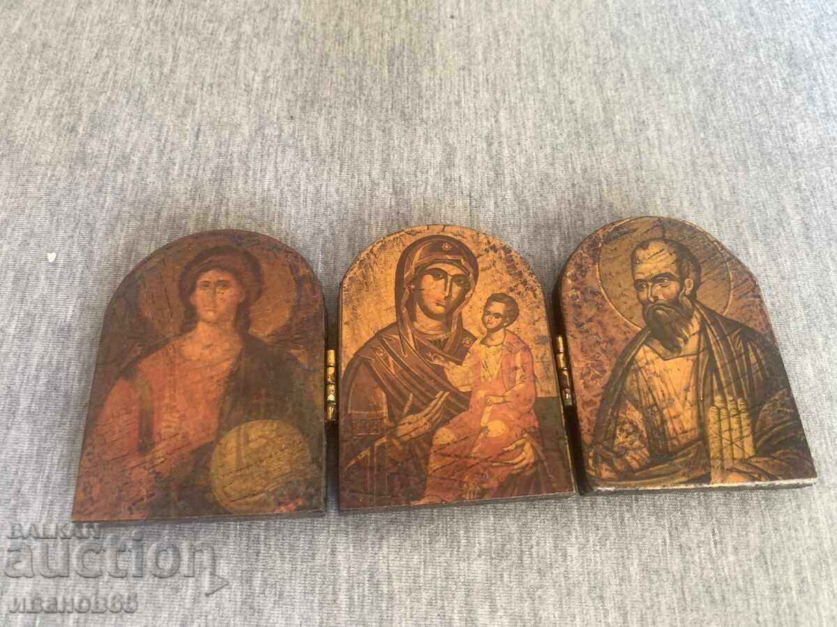 дървен триптих с икони, дървен триптих с икони,