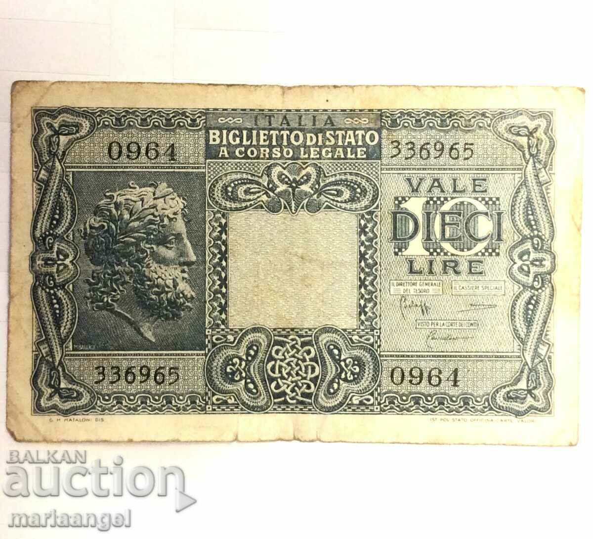 Italy 10 lire 1944 Victor Emmanuel III - 7