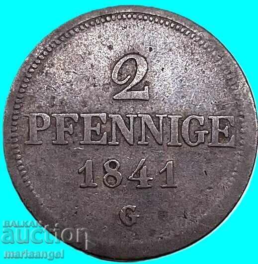 Saxony 2 Pfennig 1841 Γερμανία G - Allretburg - αρκετά σπάνιο Saxony 2 Pfennig 1841 Γερμανία G - Allretburg - αρκετά σπάνιο