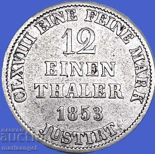 Licitație 1/12 taler 1853 Germania Hanovra Georg argint - destul de rar Licitație 1/12 taler 1853 Germania Hanovra Georg argint - destul de rar