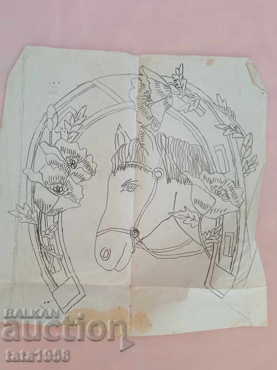 Schiță pentru broderie, vintage 1950-1960