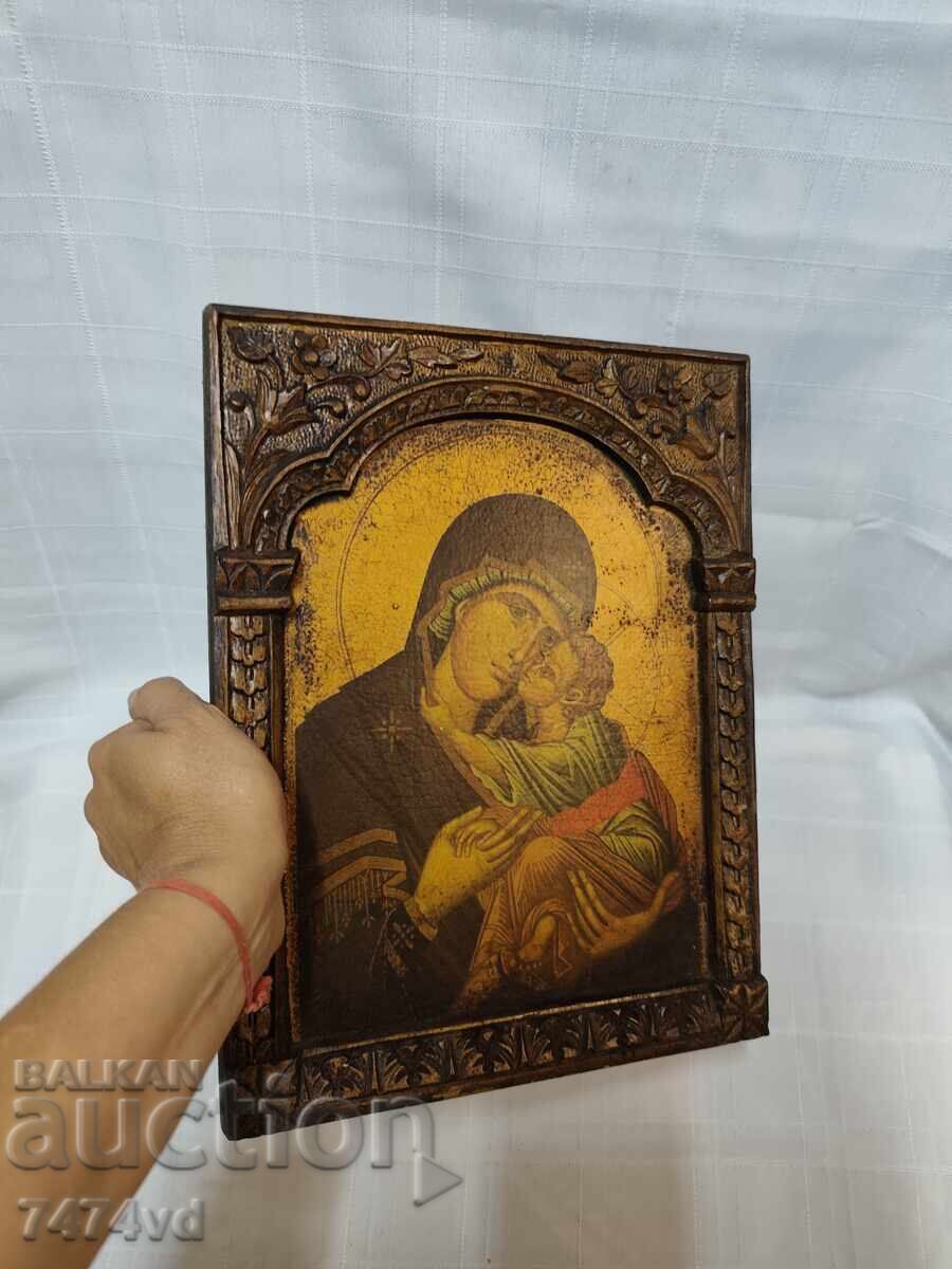 ICON, WOOD CARVING - ST. VIRGIN MARY - 5