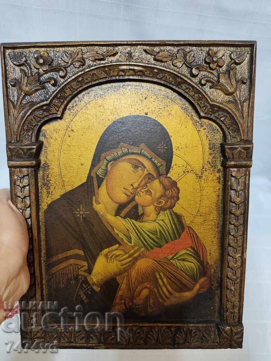 ICON, WOOD CARVING - ST. VIRGIN MARY - 7