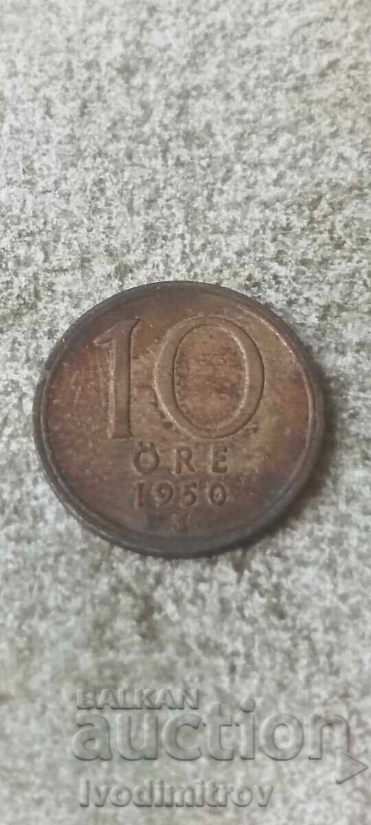 Σουηδία 10 öre 1950 Ασήμι
