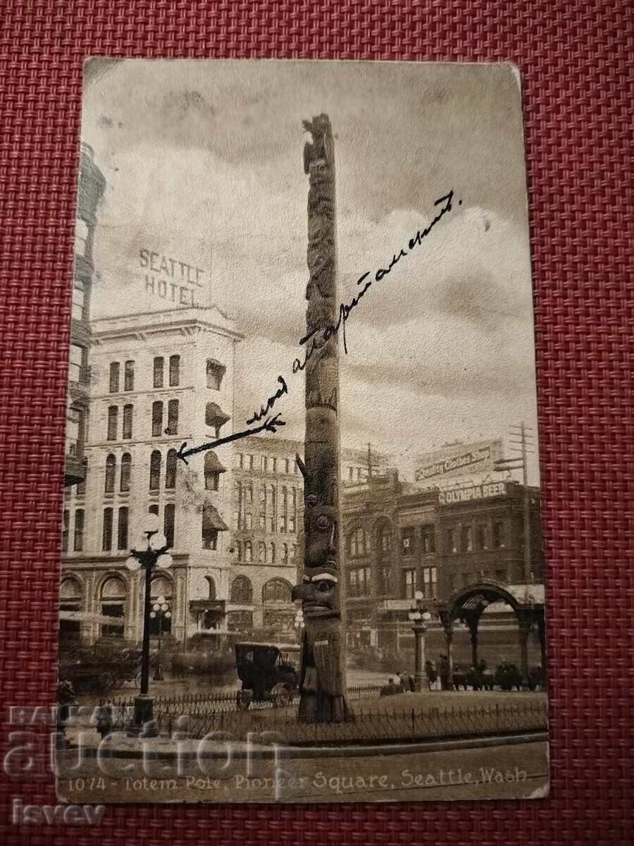 Licitație Carte poștală veche din Seattle, stâlp totem, 1912 Licitație Carte poștală veche din Seattle, stâlp totem, 1912