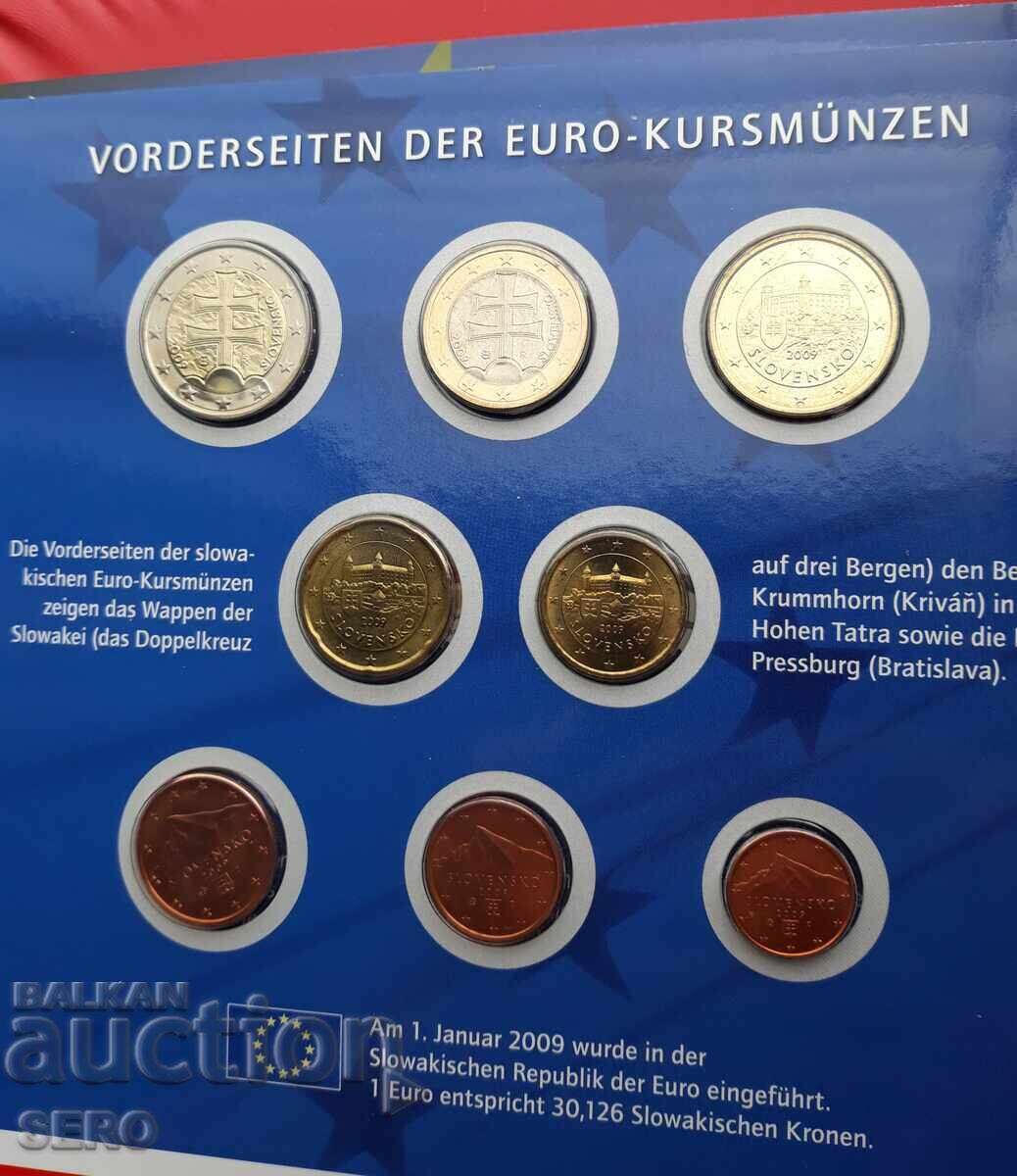 Licitație Slovacia-SET 2009 din 8 monede euro + 3 timbre poștale
