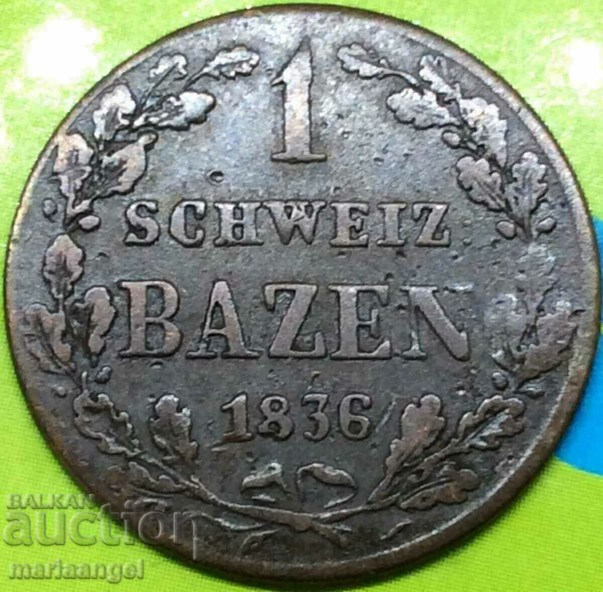 1836 1 batzen Ελβετία καντόνι Graubunden ασήμι - 5