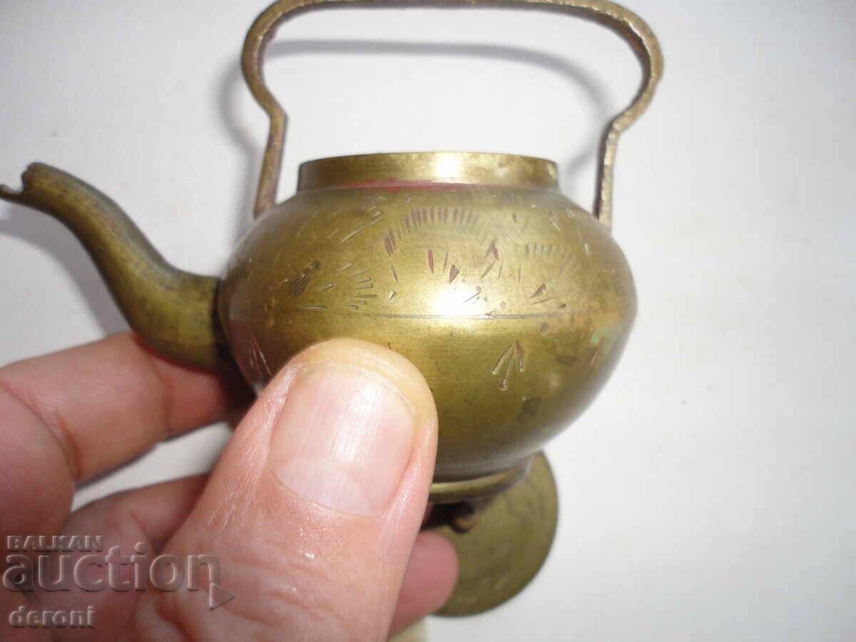 Antique bronze teapot vessel engravings - 5