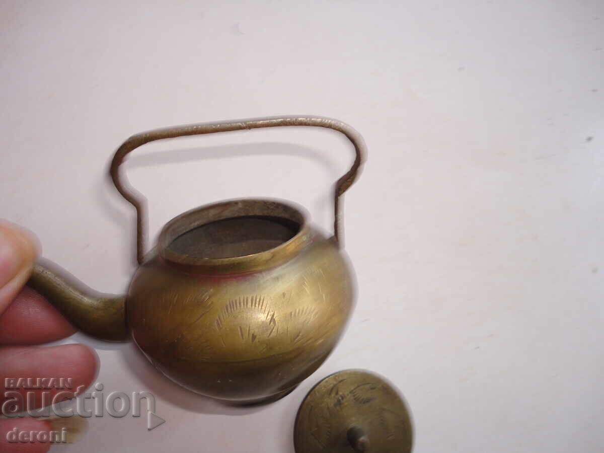 Antique bronze teapot vessel engravings - 6