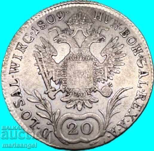 20 кройцера 1809 Австрия А - Вена имп.Франциск I - 6 20 кройцера 1809 Австрия А - Вена имп.Франциск I - 6