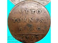 Neapole 8 tornesi 1797 Italia 31mm 13,84g Ferdinand IV cupru