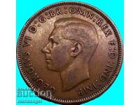 Великобритания 1 пени 1945 30мм Джордж VI бронз