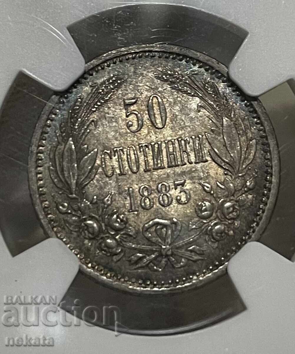 Licitație 50 stotinki 1883 MS63 NGC Licitație 50 stotinki 1883 MS63 NGC