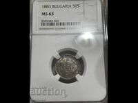 50 stotinki 1883 MS63 NGC