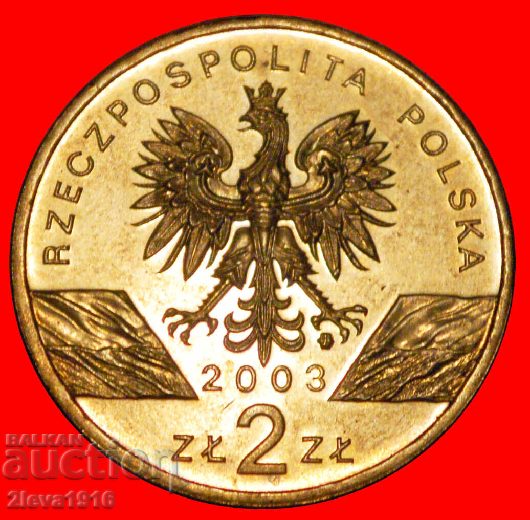 Ⰺ РЯДКА МОНЕТА: ПОЛША★2 ЗЛОТИ 2003 НОРДИК ГОЛД UNC С БЛЯСЪК ОТ МОНЕТНИЯ ДВОР с цена € 26.99 | 52.79 лв.