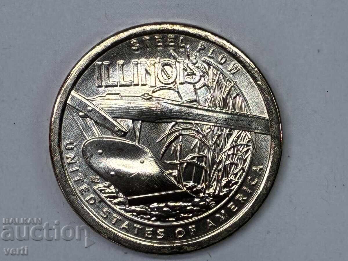 SUA 1 dolar 2024 P - Illinois. Plug de oțel SUA 1 dolar 2024 P - Illinois. Plug de oțel