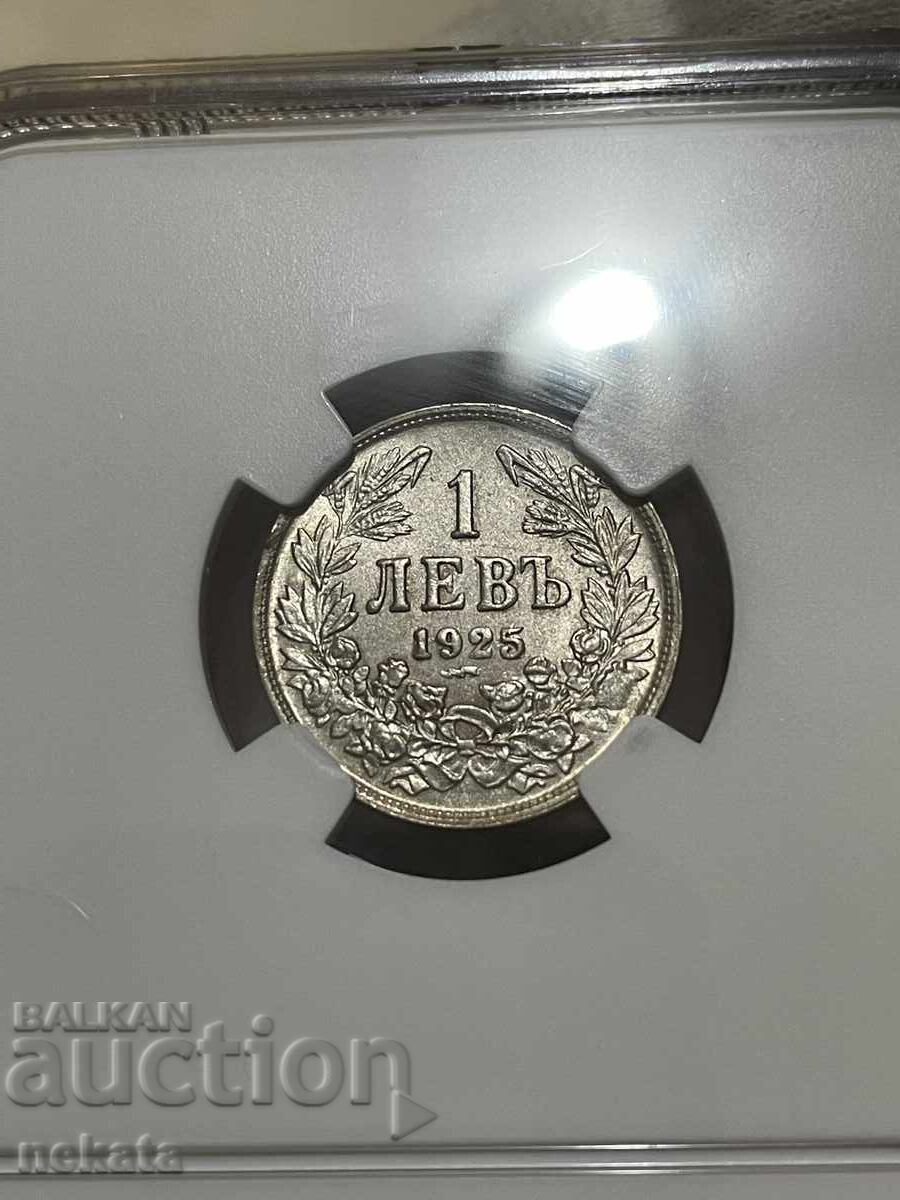 Licitație 1 leu 1925 cu bară MS64 NGC