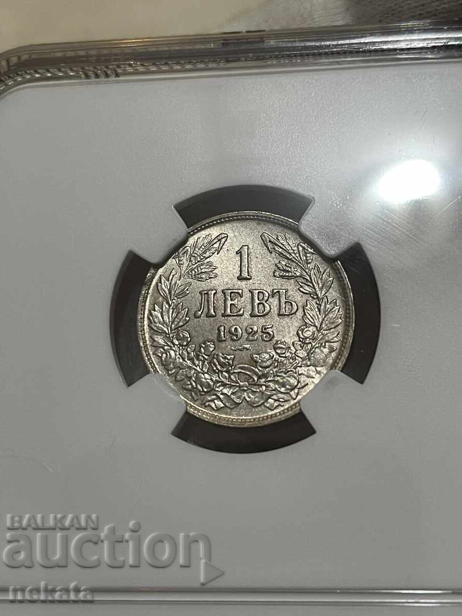 Livrarea 1 leu 1925 cu bară MS64 NGC