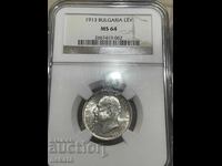 1 лев 1913 г. MS64 NGC