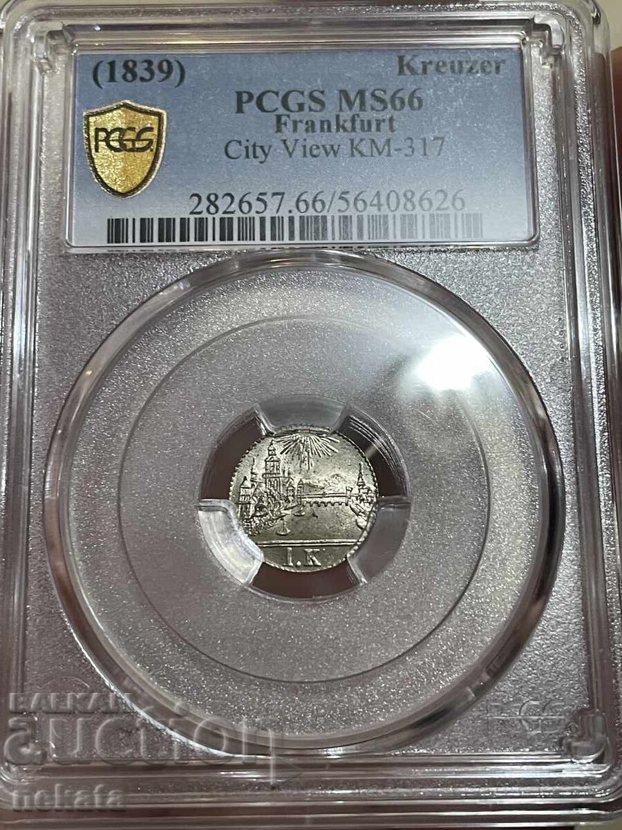 Frankfurt 1 kreuzer, 1839 MS66 PCGS cu preț € 250.00 | 488.96 BGN