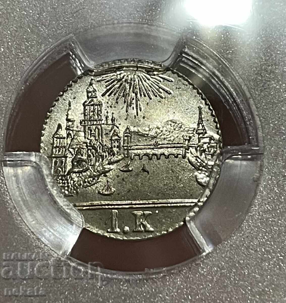 Frankfurt 1 kreuzer, 1839 MS66 PCGS