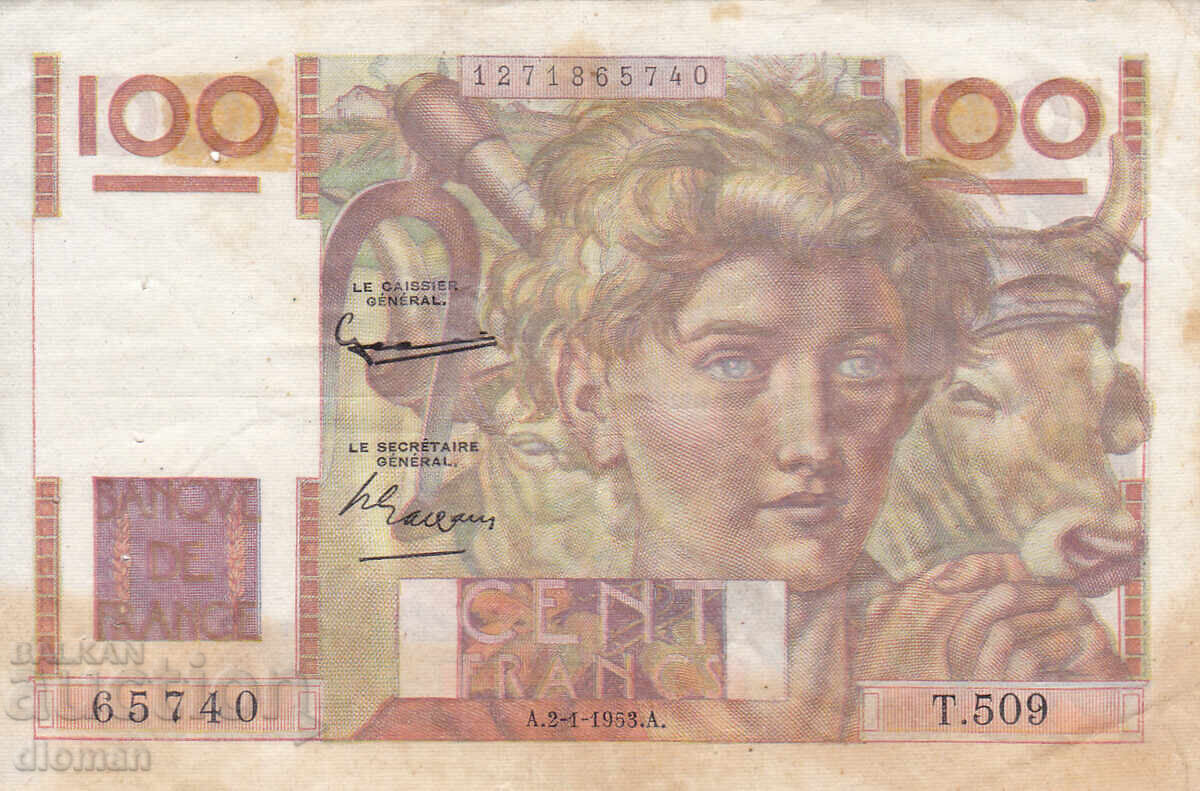 dioman - ФРАНЦИЯ - 100 ФРАНКА - 1953г