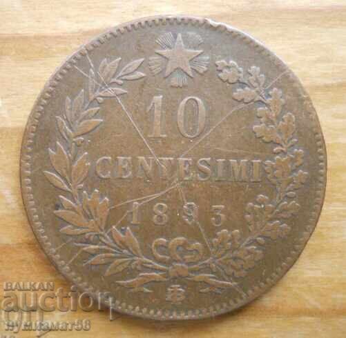10 Centesimi 1893 - Italia